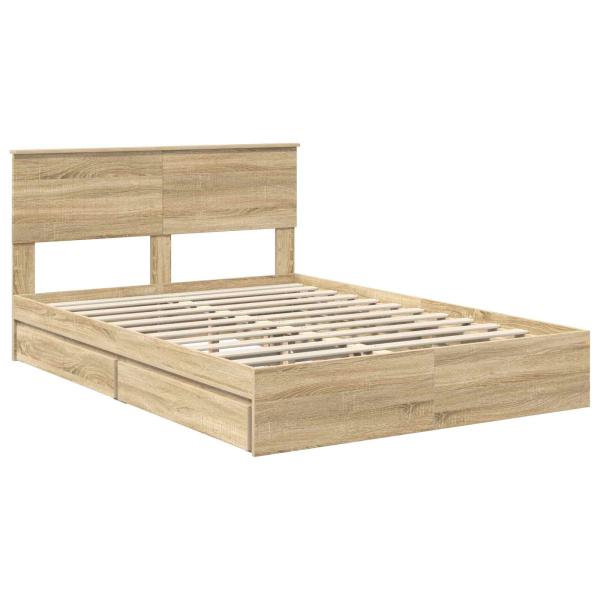 Aufbewahrungsbett Sonoma-Eiche 140 x 190 cm Holzwerkstoff
