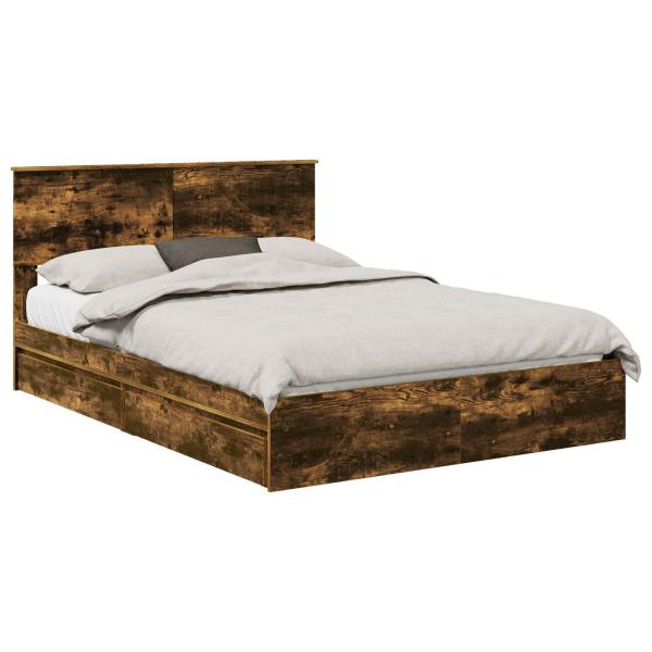 Aufbewahrungsbett Geräucherte Eiche 135 x 190 cm Holzwerkstoff