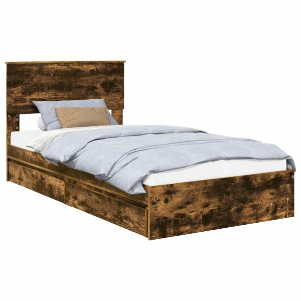 Aufbewahrungsbett Geräucherte Eiche 100 x 200 cm Holzwerkstoff