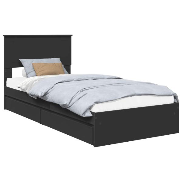 Aufbewahrungsbett Verstellbar Schwarz 90 x 190 cm Holzwerkstoff