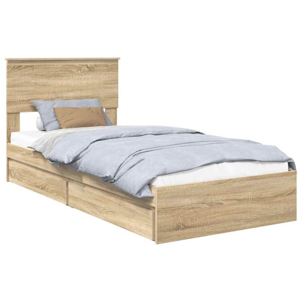 Aufbewahrungsbett Sonoma-Eiche 90 x 190 cm Holzwerkstoff