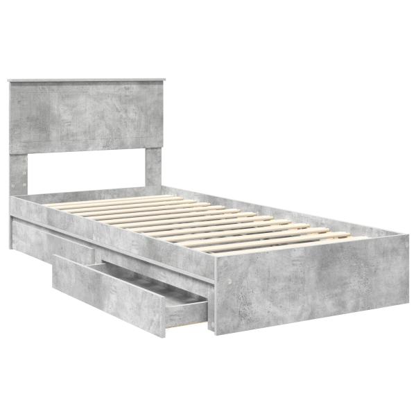 Aufbewahrungsbett Beton Grau 90 x 190 cm Holzwerkstoff