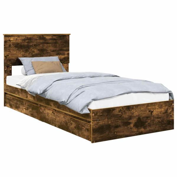 Aufbewahrungsbett Geräucherte Eiche 90 x 190 cm Holzwerkstoff