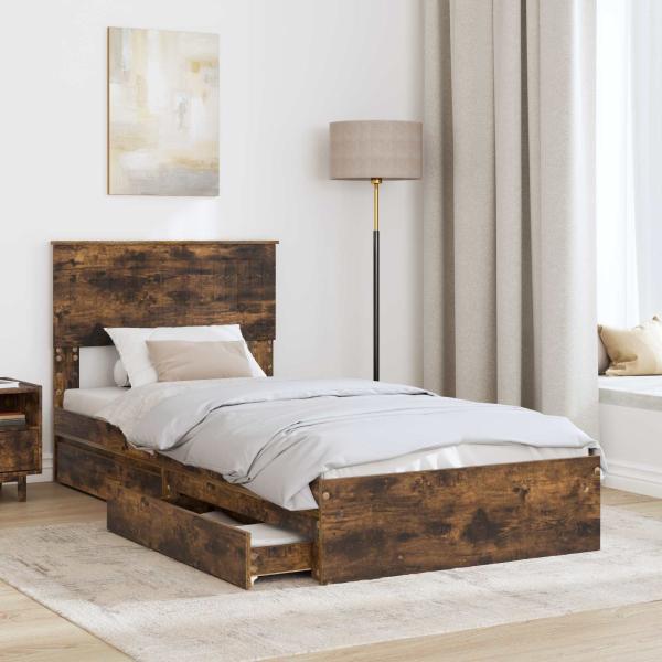 Aufbewahrungsbett Geräucherte Eiche 90 x 190 cm Holzwerkstoff
