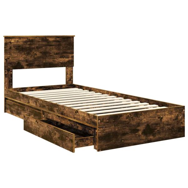 Aufbewahrungsbett Geräucherte Eiche 90 x 190 cm Holzwerkstoff