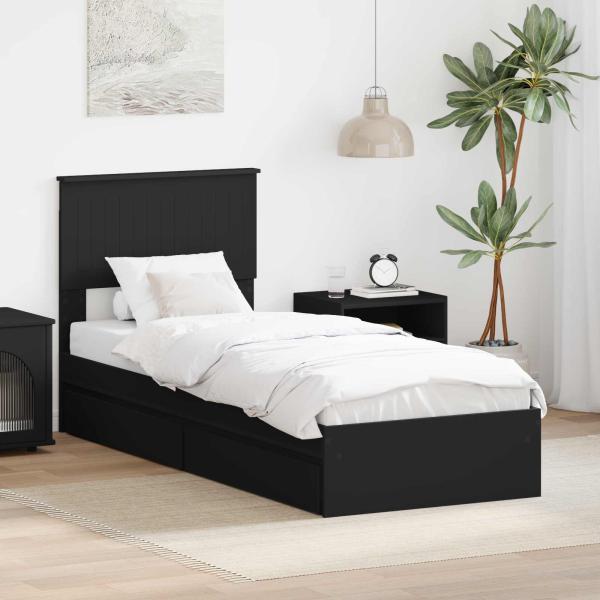 ARDEBO.de - Aufbewahrungsbett Verstellbar Schwarz 75 x 190 cm Holzwerkstoff