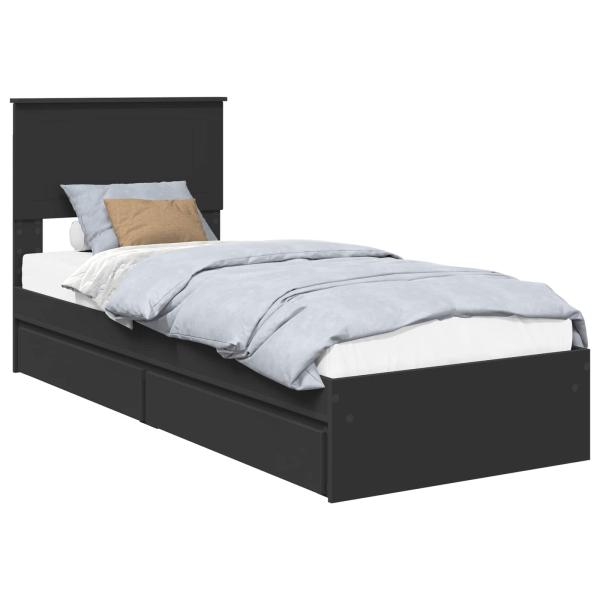 Aufbewahrungsbett Verstellbar Schwarz 75 x 190 cm Holzwerkstoff