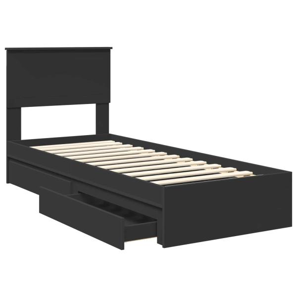 Aufbewahrungsbett Verstellbar Schwarz 75 x 190 cm Holzwerkstoff
