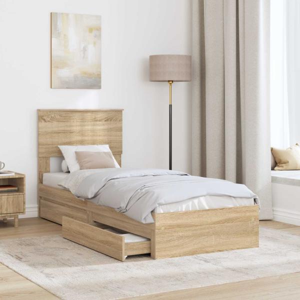 Aufbewahrungsbett Sonoma-Eiche 75 x 190 cm Holzwerkstoff