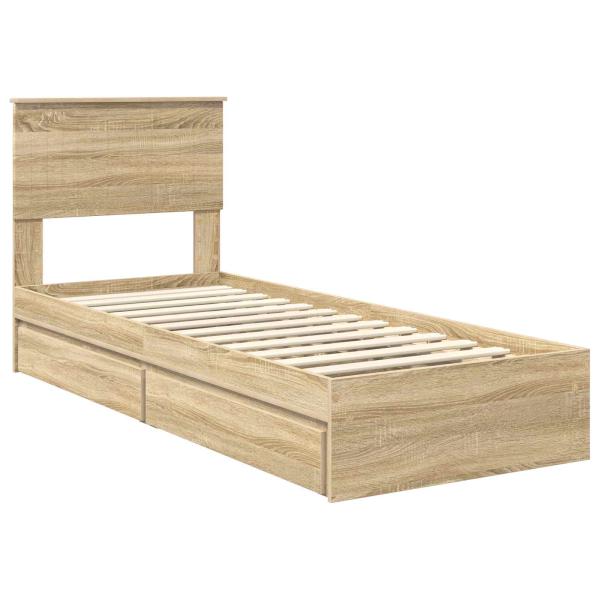 Aufbewahrungsbett Sonoma-Eiche 75 x 190 cm Holzwerkstoff