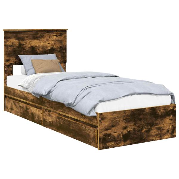 Aufbewahrungsbett Geräucherte Eiche 75 x 190 cm Holzwerkstoff