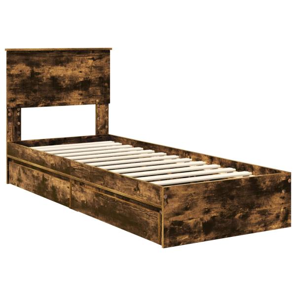 Aufbewahrungsbett Geräucherte Eiche 75 x 190 cm Holzwerkstoff