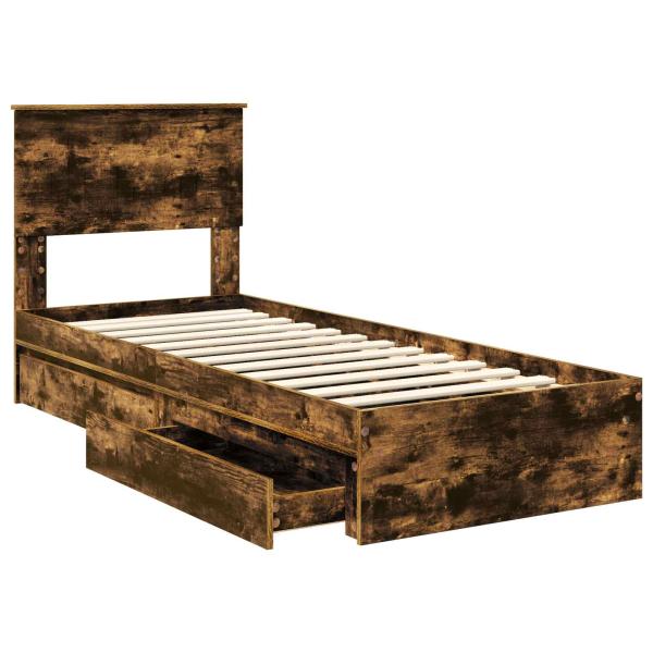 Aufbewahrungsbett Geräucherte Eiche 75 x 190 cm Holzwerkstoff
