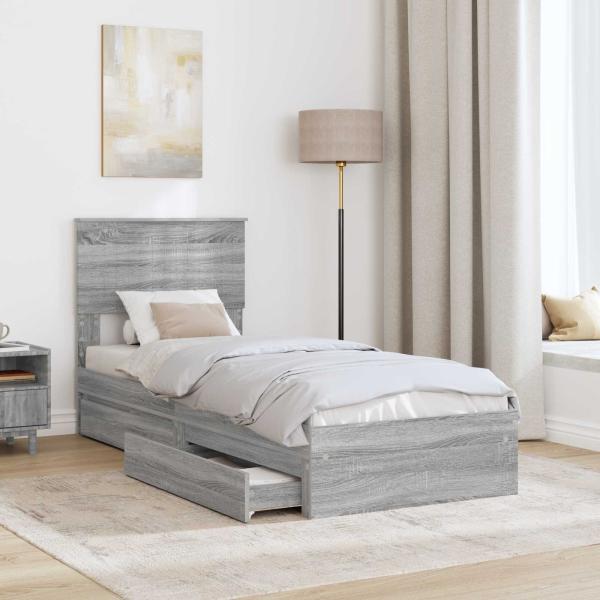 Aufbewahrungsbett Graues Sonoma 75 x 190 cm Holzwerkstoff
