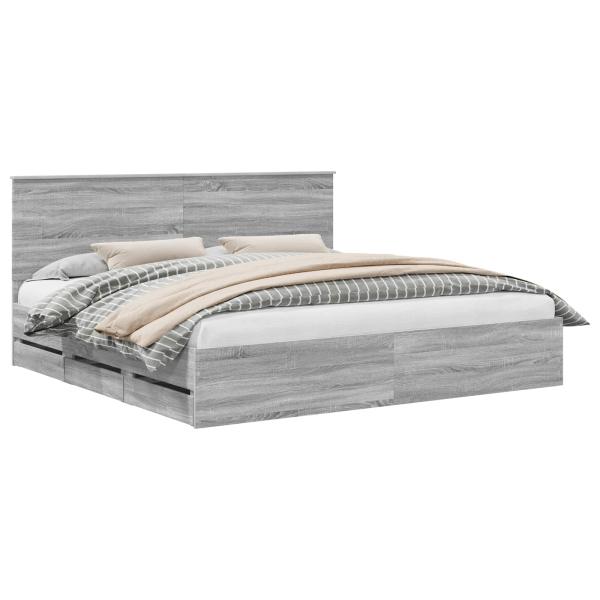 Bettrahmen Graues Sonoma 200 x 200 cm Ingenieurs Holz