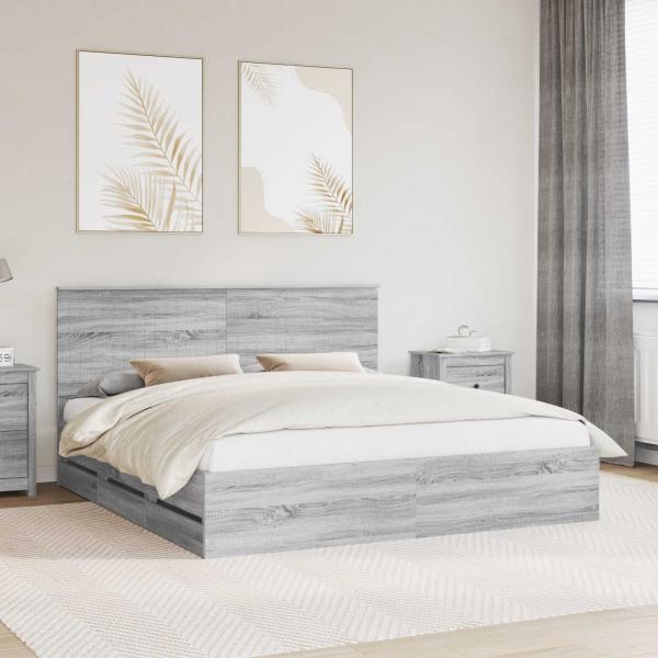 ARDEBO.de - Bettrahmen Graues Sonoma 180 x 200 cm Ingenieurs Holz