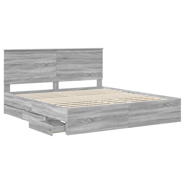 Bettrahmen Graues Sonoma 180 x 200 cm Ingenieurs Holz