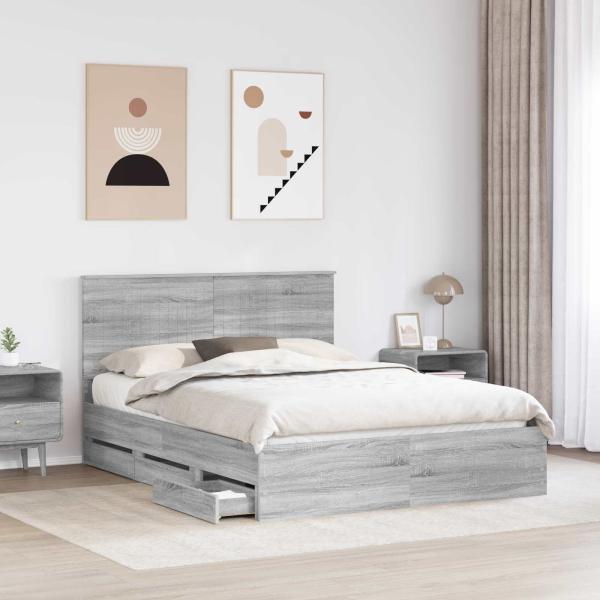Bettrahmen Graues Sonoma 150 x 200 cm Ingenieurs Holz