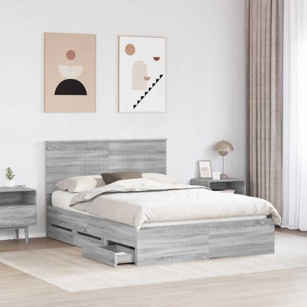 Bettrahmen Graues Sonoma 140 x 200 cm Ingenieurs Holz