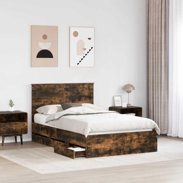 Bettrahmen Geräucherte Eiche 120 x 200 cm Ingenieurs Holz