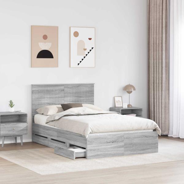 Bettrahmen Graues Sonoma 120 x 190 cm Ingenieurs Holz