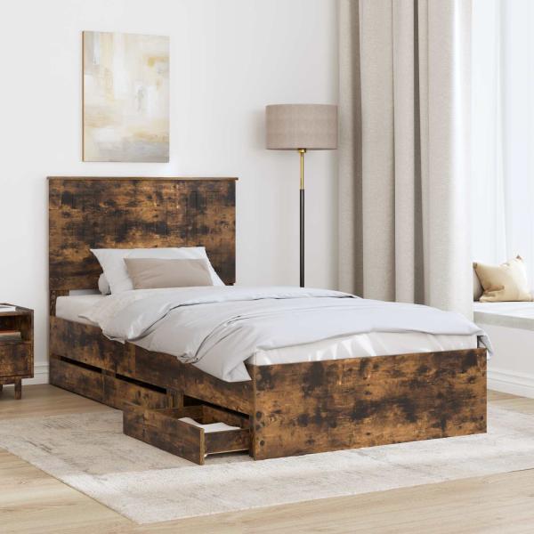 Bettrahmen Geräucherte Eiche 100 x 200 cm Ingenieurs Holz