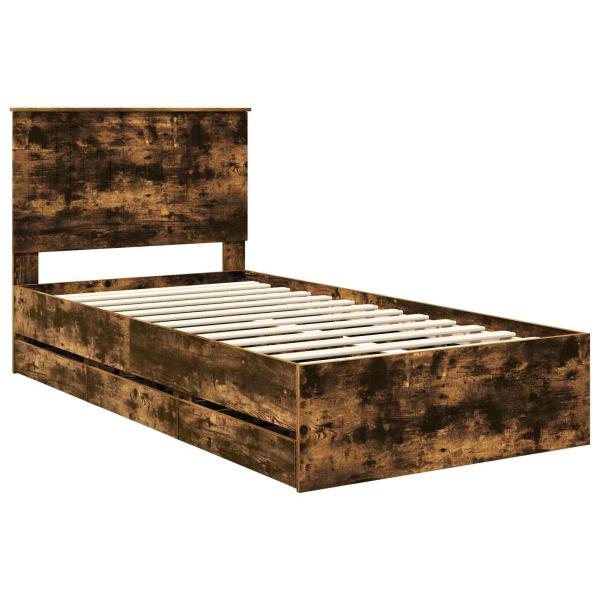 Bettrahmen Geräucherte Eiche 100 x 200 cm Ingenieurs Holz