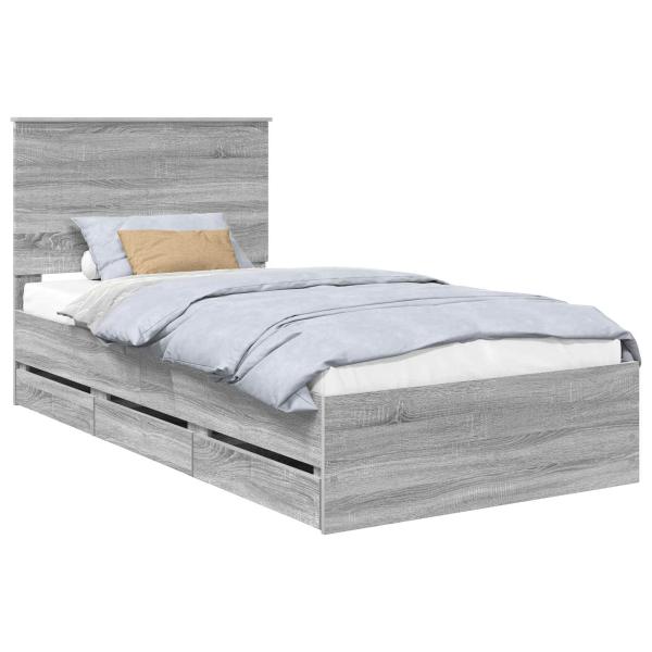 Bettrahmen Graues Sonoma 100 x 200 cm Ingenieurs Holz