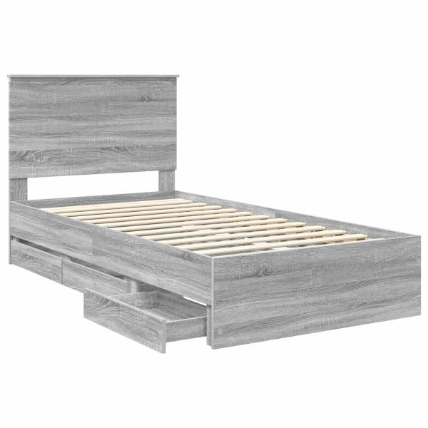 Bettrahmen Graues Sonoma 100 x 200 cm Ingenieurs Holz