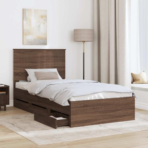Bettrahmen Braun Eichen-Optik 100 x 200 cm Ingenieurs Holz