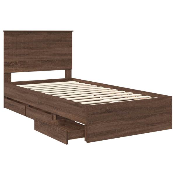 Bettrahmen Braun Eichen-Optik 100 x 200 cm Ingenieurs Holz