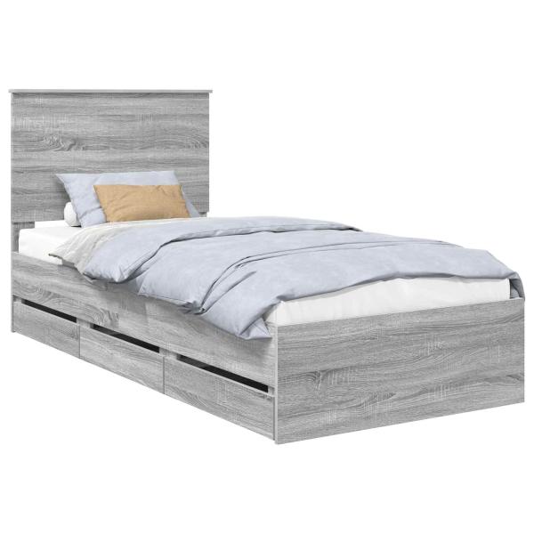 Bettrahmen Graues Sonoma 90 x 200 cm Ingenieurs Holz