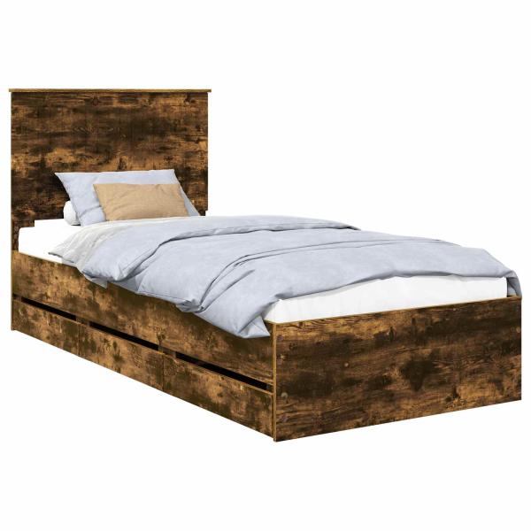 Bettrahmen Geräucherte Eiche 90 x 190 cm Ingenieurs Holz