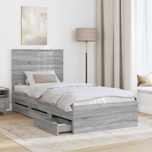 Bettrahmen Graues Sonoma 90 x 190 cm Ingenieurs Holz