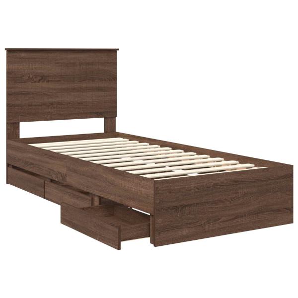 Bettrahmen Braun Eichen-Optik 90 x 190 cm Ingenieurs Holz
