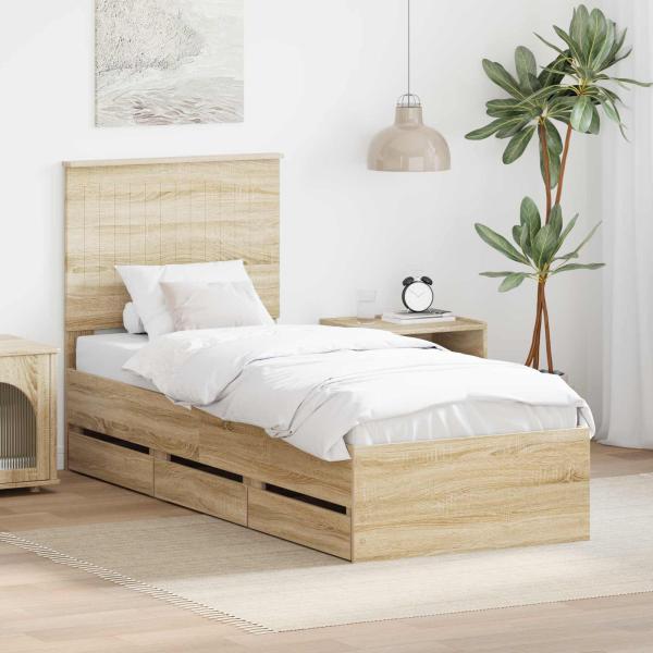 ARDEBO.de - Bettrahmen Sonoma-Eiche 75 x 190 cm Ingenieurs Holz