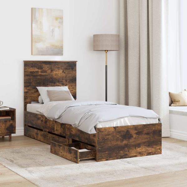 Bettrahmen Geräucherte Eiche 75 x 190 cm Ingenieurs Holz