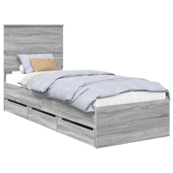 Bettrahmen Graues Sonoma 75 x 190 cm Ingenieurs Holz
