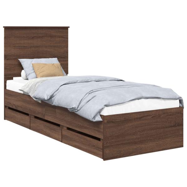 Bettrahmen Braun Eichen-Optik 75 x 190 cm Ingenieurs Holz