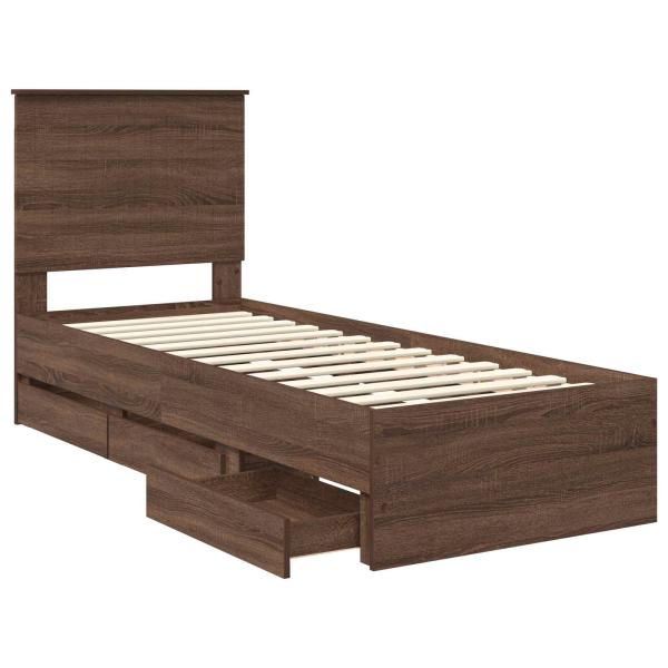 Bettrahmen Braun Eichen-Optik 75 x 190 cm Ingenieurs Holz