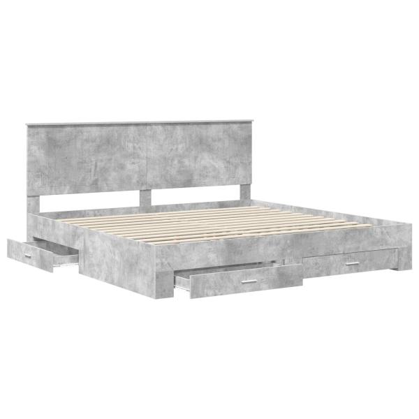 Bettrahmen mit Schubladen Beton Grau 200 x 200 cm Holzwerkstoff