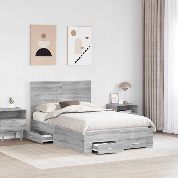 Bettrahmen Graues Sonoma 120 x 190 cm Holzwerkstoff