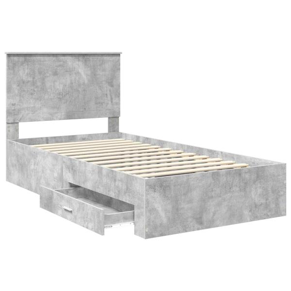 Bettrahmen mit Schubladen Beton Grau 100 x 200 cm Holzwerkstoff