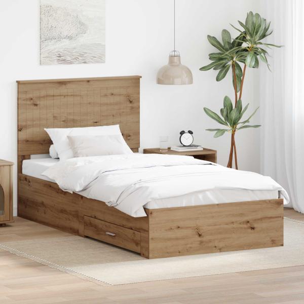ARDEBO.de - Bettrahmen Artisan-Eiche 100 x 200 cm Holzwerkstoff
