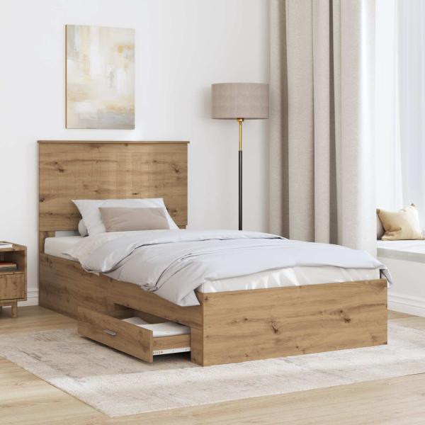 Bettrahmen Artisan-Eiche 100 x 200 cm Holzwerkstoff