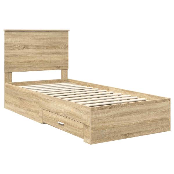 Bettrahmen mit Kopfteil Sonoma-Eiche 90 x 200 cm Holzwerkstoff