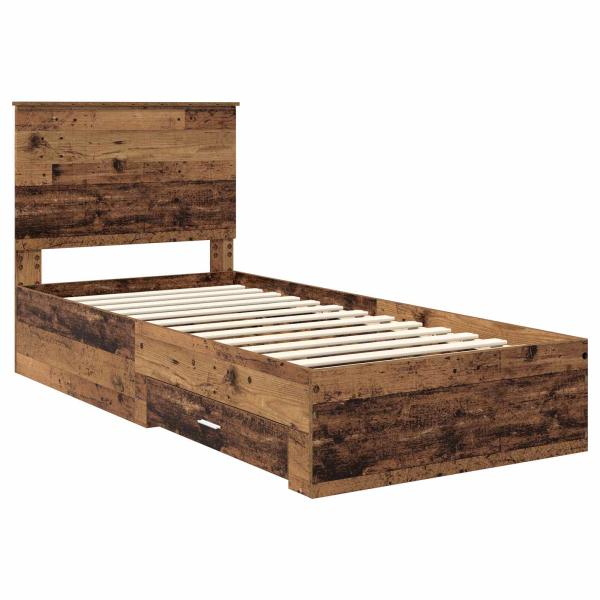 Bettrahmen mit Schubladen Altholz 90 x 200 cm Holzwerkstoff