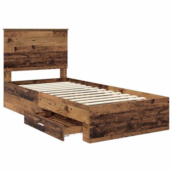 Bettrahmen mit Schubladen Altholz 90 x 200 cm Holzwerkstoff