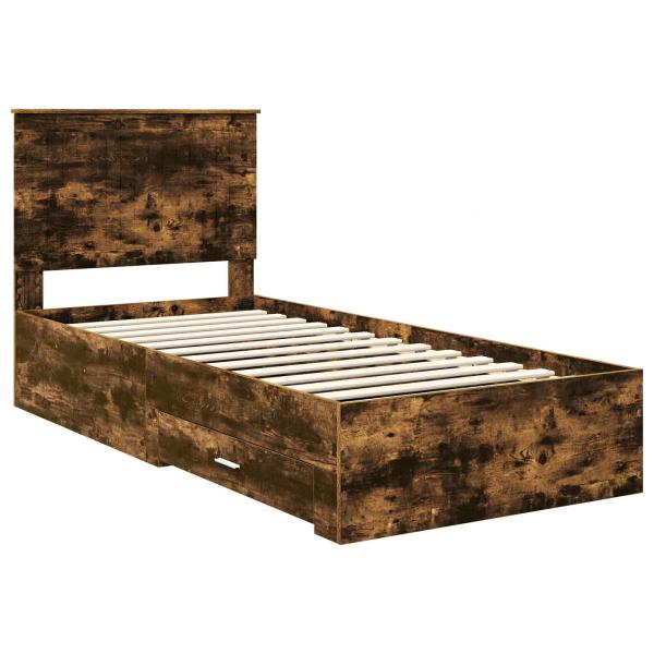 Bettrahmen Geräucherte Eiche 90 x 190 cm Holzwerkstoff