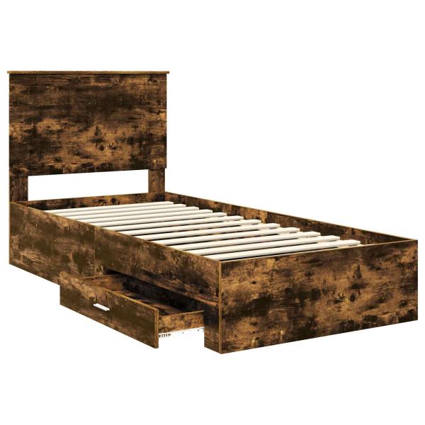 Bettrahmen Geräucherte Eiche 90 x 190 cm Holzwerkstoff